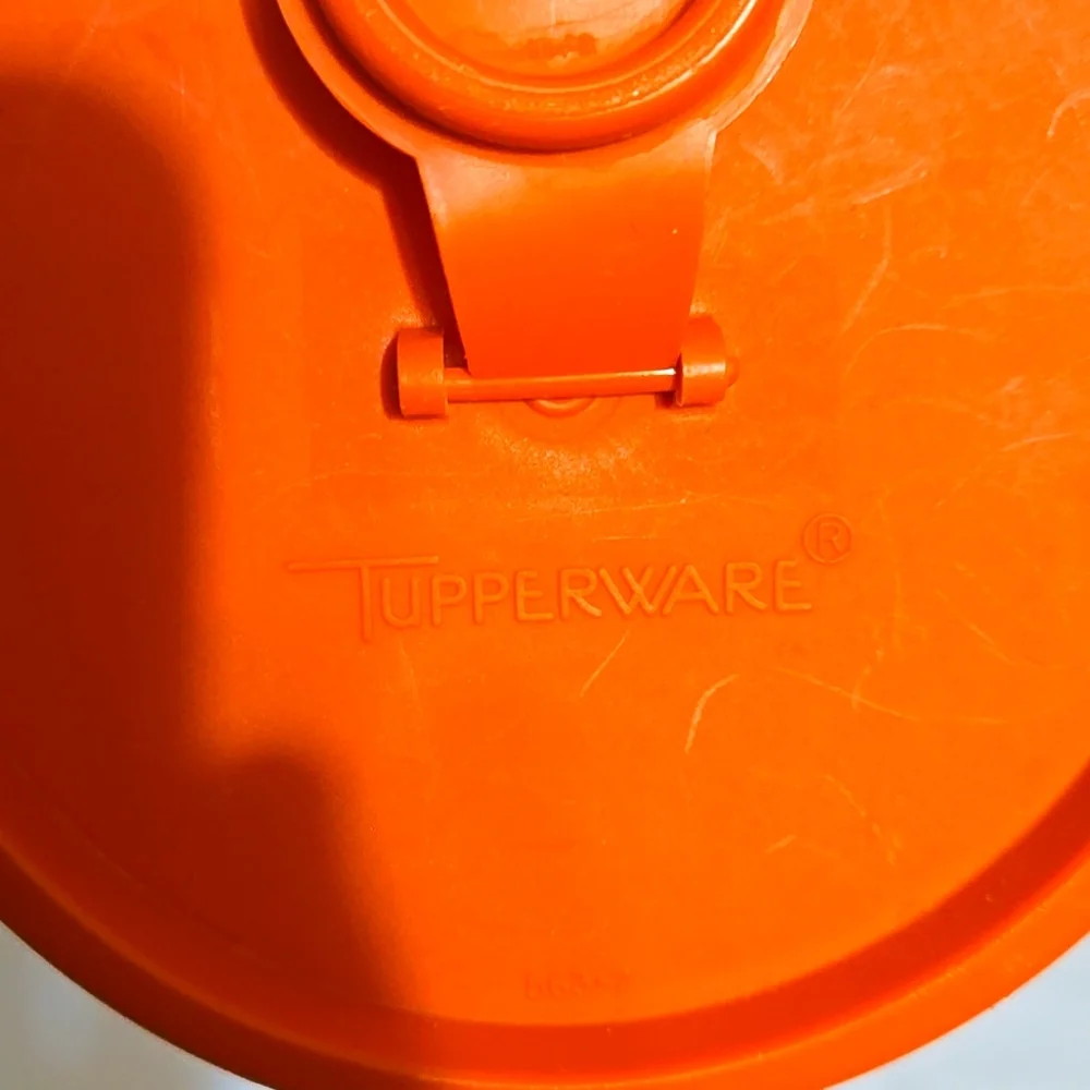 Vintage Tupperware, Tall Canister, Opaque, Orange Flip Spout, Lid